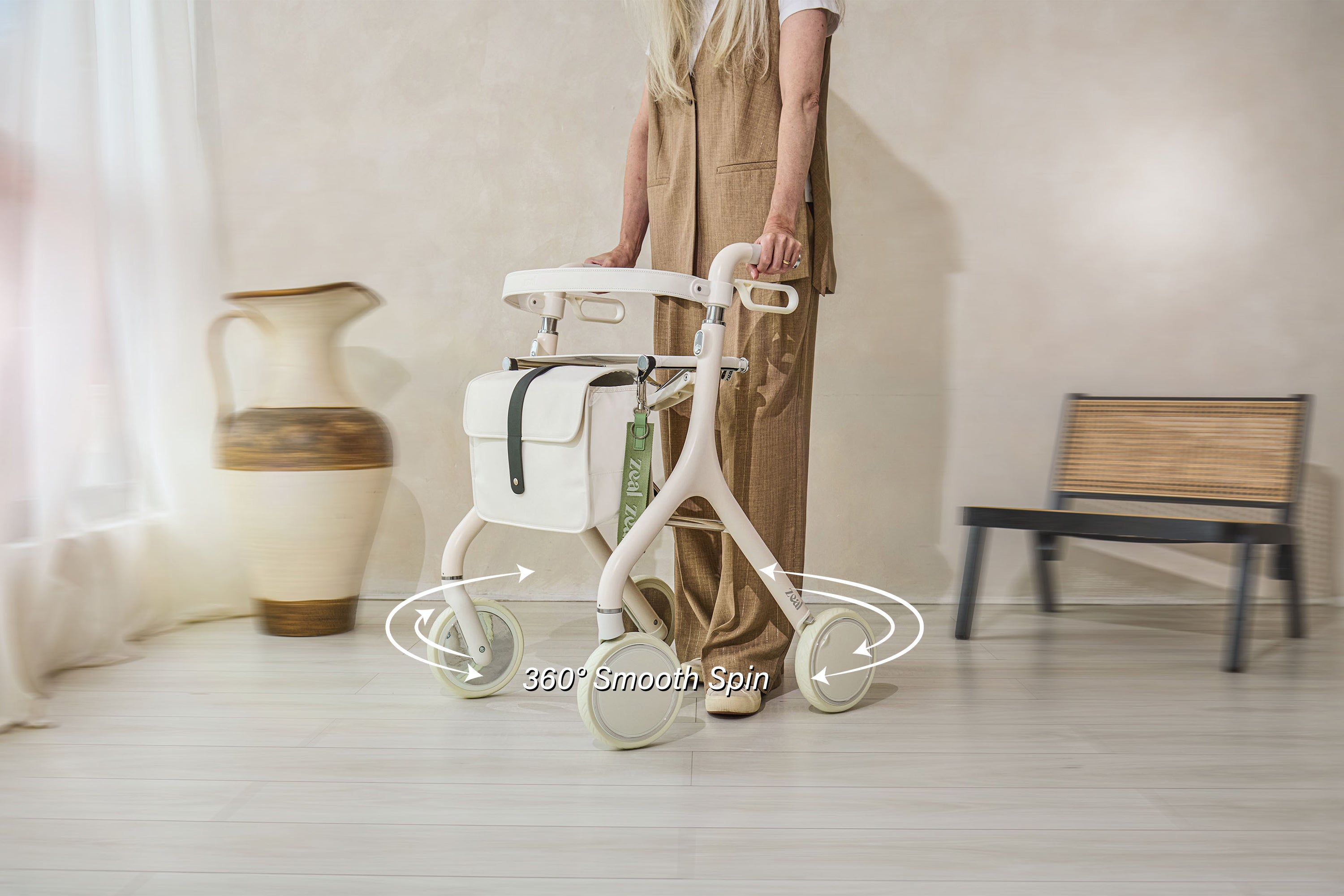 Zeal rollator walker with bag & backrest – Zeal Lifestyle™ Ltd